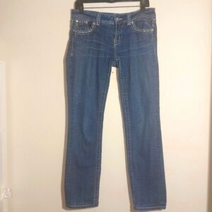 Miss Me Women's Embellished Easy Straight Jeans Stonewood Dark Wash Size 27 EUC